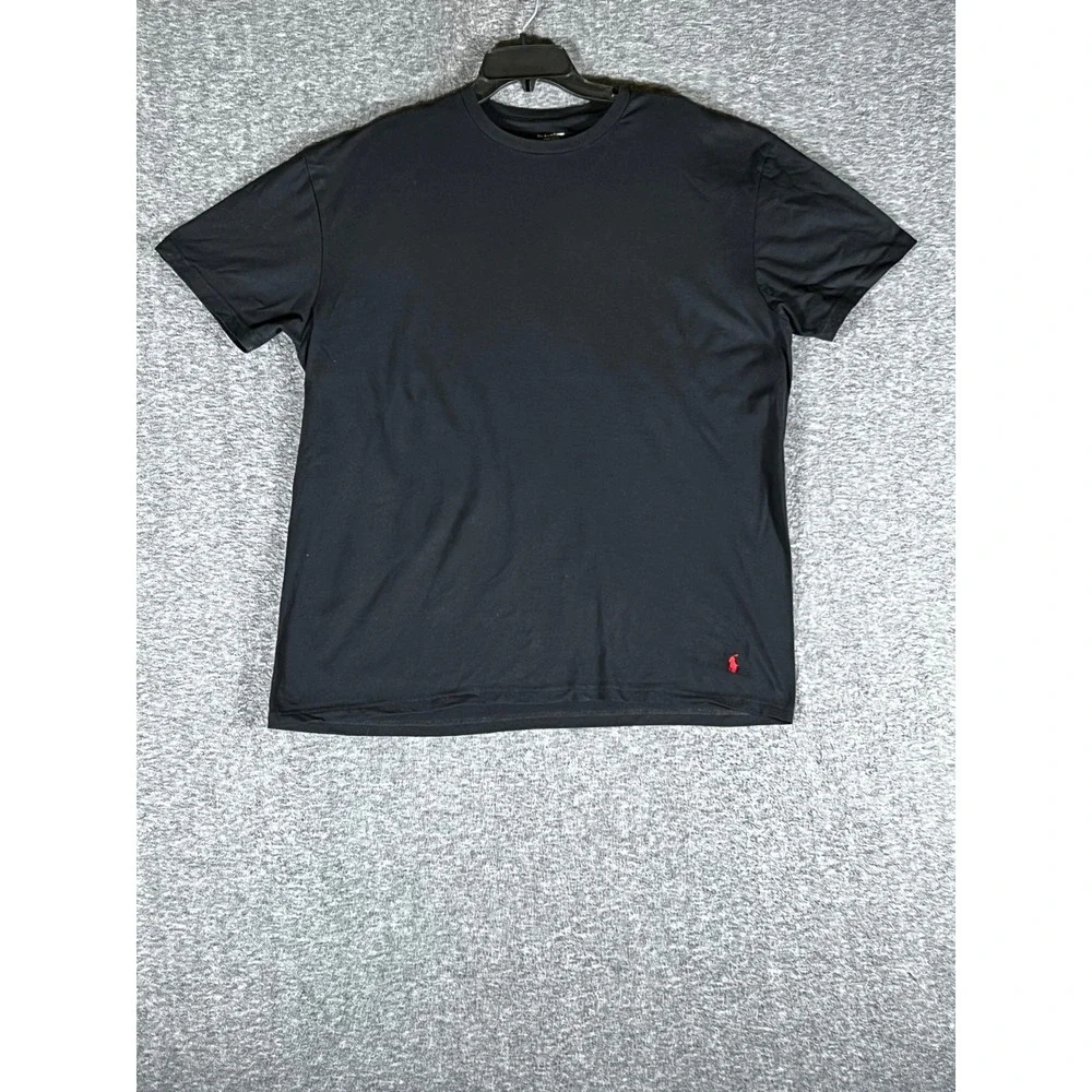 Polo Ralph‎ Lauren Mens XL Black Classic Cotton Crewneck T-Shirt Red Pony Logo
